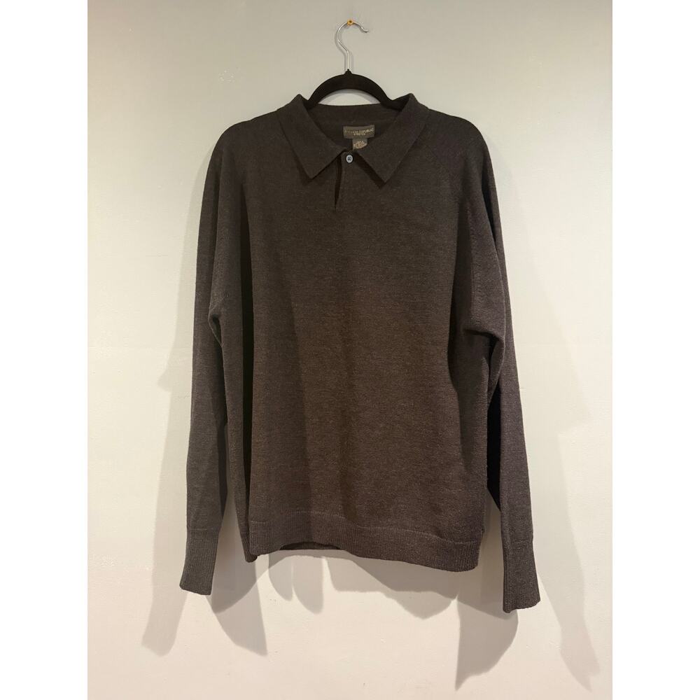 Banana Republic Stretch Wool Blend Collared Sweater Dark Gray Size XL